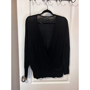 Torrid Black Wrap Knit Sweater Long Sleeve V‎ Neck Size 1